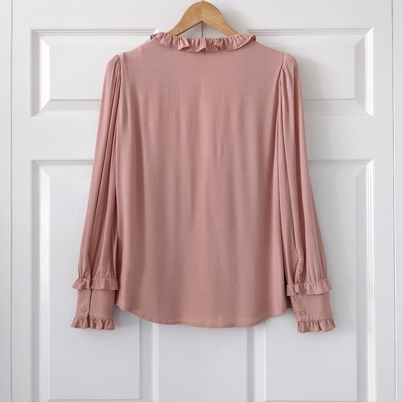 ba&sh Ruffle Trim Unity Blouse Top In Pink | Size 2/M - Picture 4 of 16